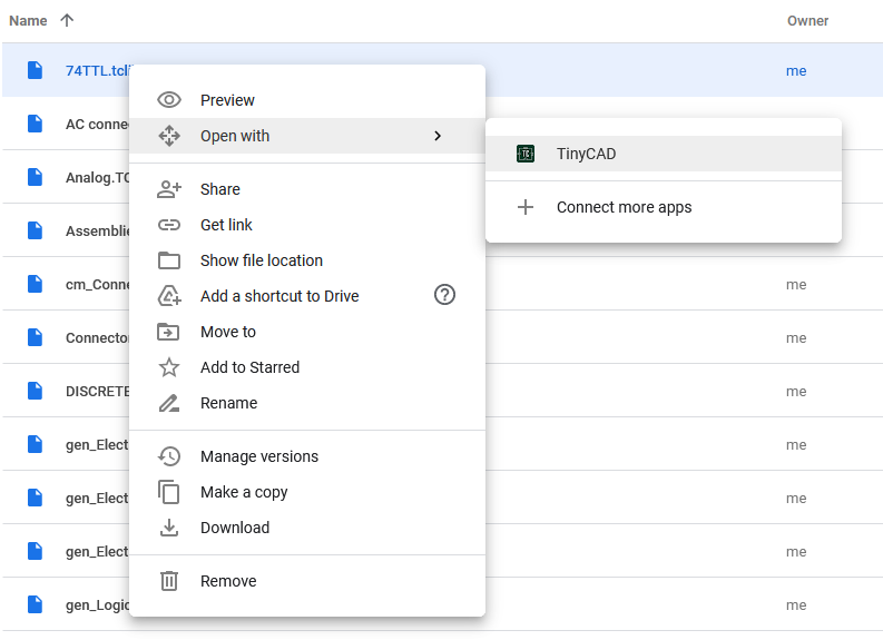 Open library with TinyCAD